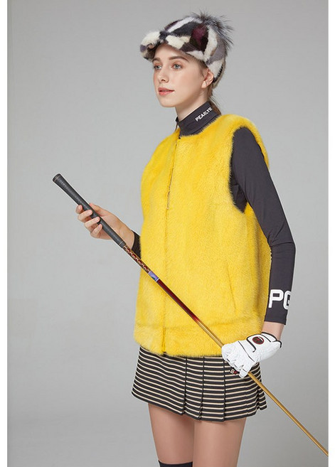 디앤비퍼 휘메일 풀스킨 백화점 밍크 모피 여성 겨울 퍼 조끼 베스트