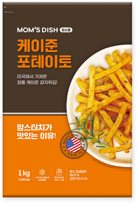 맘스터치 케이준 포테이토 감자튀김, 1개, 1kg