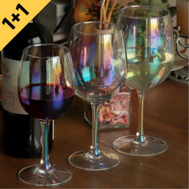 홈파티 오로라 와인잔 2P 홀로그램 350ml 470ml 580ml, 2개