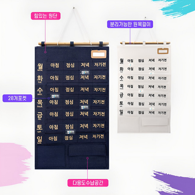 약달력 일주일 생활비 용돈 가계부 달력 캘린더, 1개, 포켓달력 - 네이비