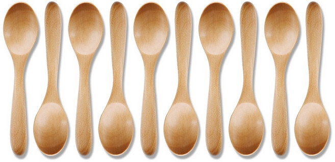 리숲 나무 미니스푼 우드 요거트 아이스크림 꿀 커피 스푼 소, 10개, 너도밤나무