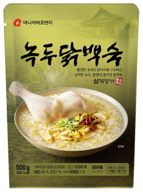 마니커에프앤지 녹두닭백숙500g 2봉+ 누룽지백숙900g 2봉, 4개, 500g