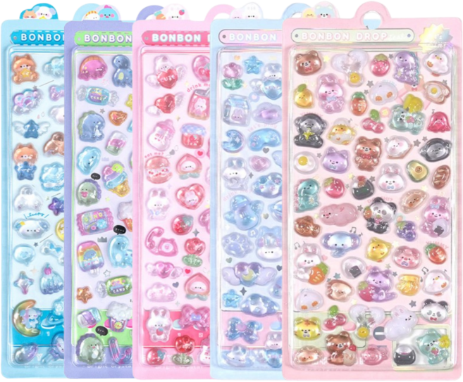 꾸미팡 3D 다이어리 꾸미기 다꾸 폰꾸 입체스티커, 1세트, 5종