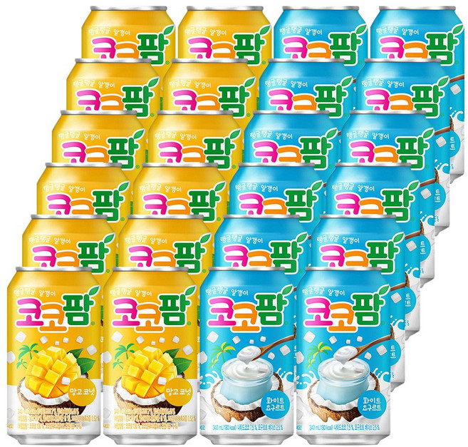 망고맛 요거트맛 코코팜 340ml 24개입 세트 뚱캔 음료 주스 코코넛 젤리 씹히는, 24개