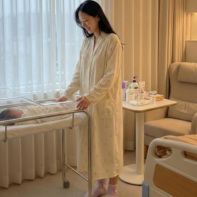 [당일출고] 수엠W 임산부 수유원피스 출산전후 조리원복 파자마 롱원피스 홈웨어 B080 올데이수유원피스