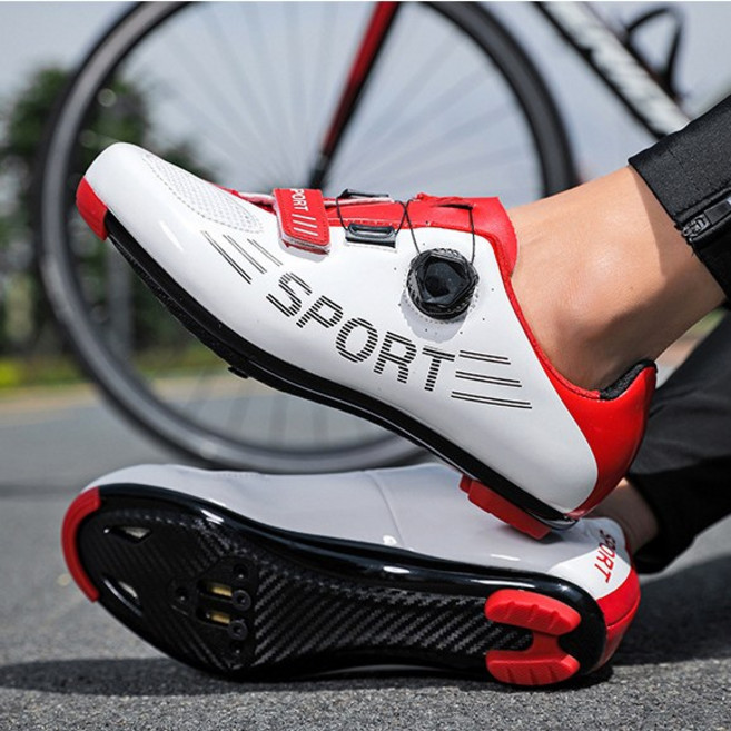 VANCAR 자전거 라이딩 슈즈 자전거 평페달 신발 사이클 슈즈 클릿슈즈, 255, 레드