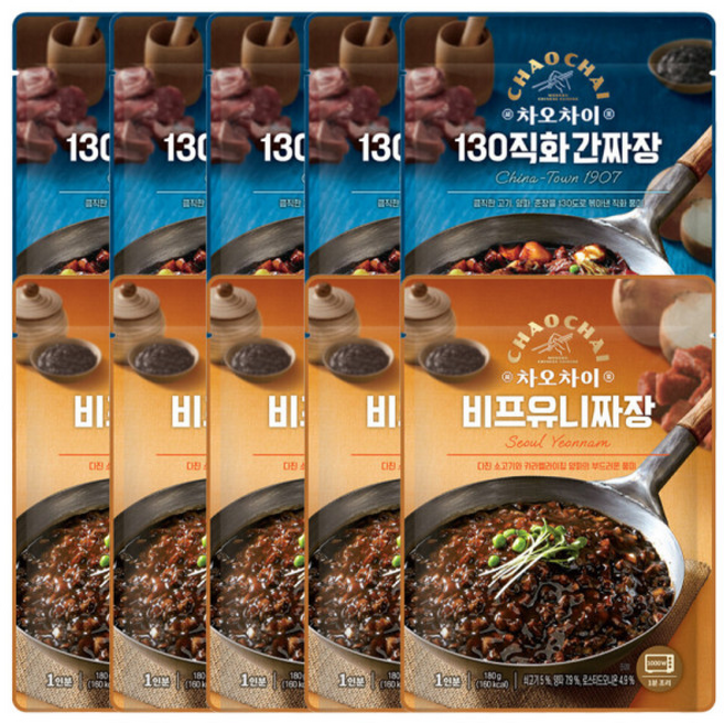 차오차이 130직화간짜장 +비프유니짜장, 5개, 180g