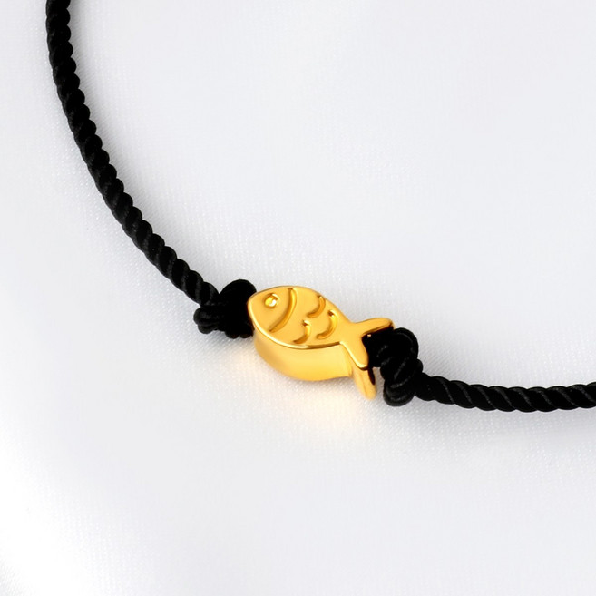 [러브넛] 행운 순금 럭키 피쉬 스트링 컬러 금전운 상승 데일리 물고기 끈 매듭 소원 팔찌