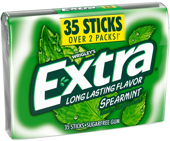 엑스트라 껌 스피어민트 무설탕 츄잉 껌 팩 35개 메가 팩 EXTRA Spearmint Sugar Free Chewing Gum Back to School Snacks 35 S, 35 Count (Pack of 1), 1개