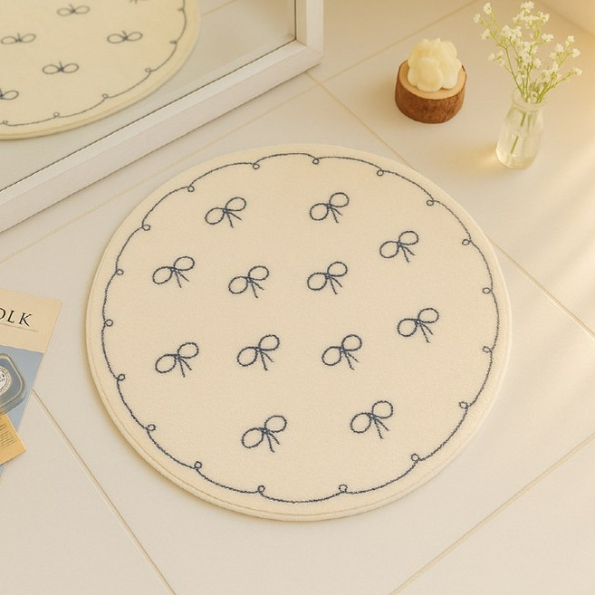 케이트가든 리본 원형 러그 주방 발코니 현관 발매트