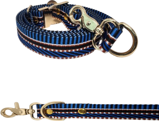 강아지 핸즈프리 목줄 겸용 반려동물 안전벨트 리드줄(중소형견용), 블루브라운, 1개