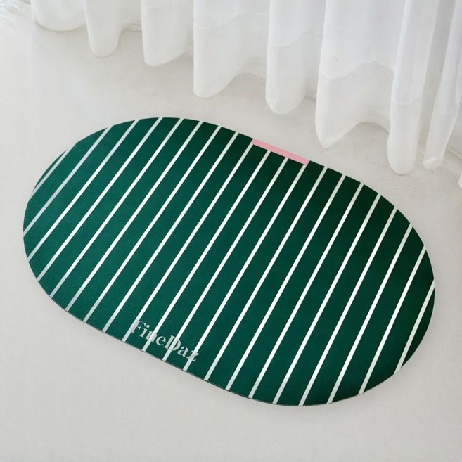 파인다즈 모던 스트라이프 빨아쓰는 규조토 발매트, 딥그린