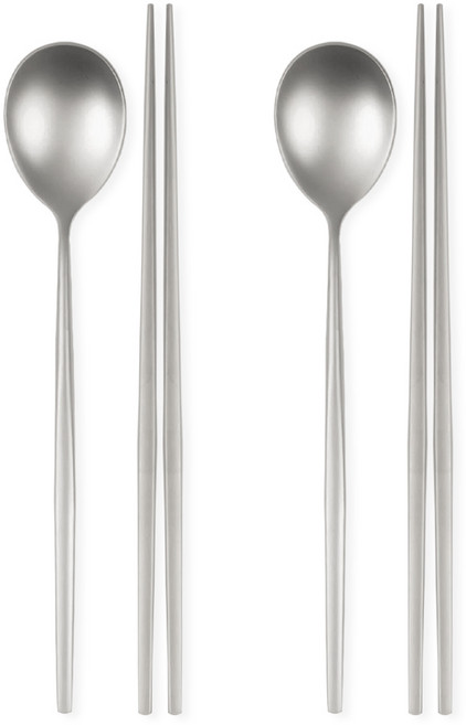 식세기 가능한 루미에 티타늄 수저세트, 2세트, 숟가락+젓가락, 매트실버