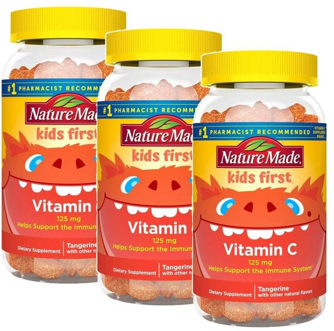 네이처메이드 키즈 퍼스트 비타민C 125mg 탠저린맛 구미 젤리 Nature Made Kids First Vitamin C Gummies, 3개, 110정