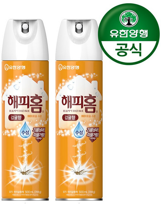 해피홈 모기약 수성 에어로솔 감귤향 500mL, 2개