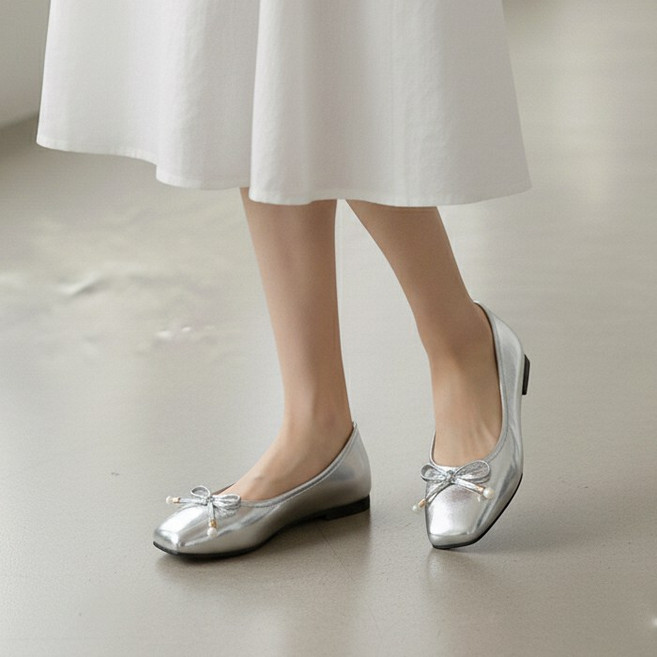 MIROSE 진주방울 8자리본플랫 여성단화 구두 발편한 신발 럭셔리 로퍼