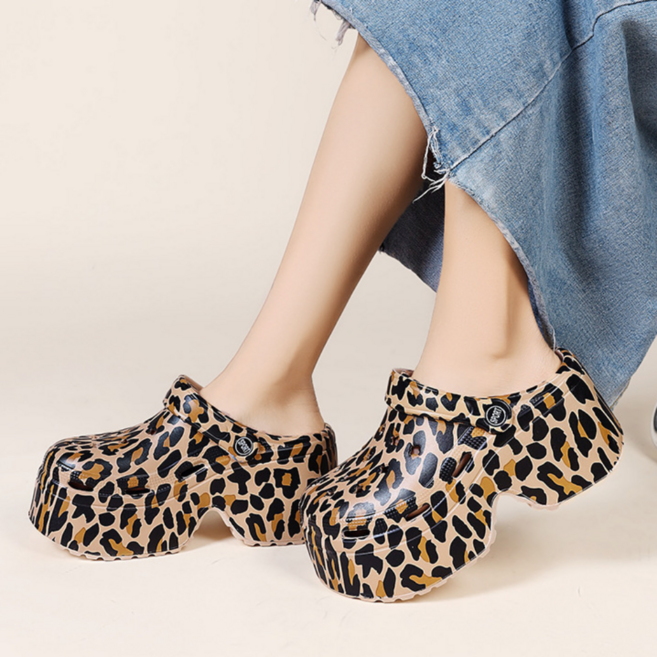 재리니 여성 9cm 컬러풀 패턴 통굽 플랫폼 키높이 슬리퍼 네일샵 미용실 하이탑 키작녀 실내화 사무실 RS-S094