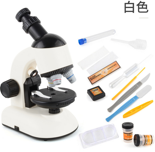 兒童顯微鏡望遠鏡 科學實驗套組, 1個, 顯微鏡 白色 531g:如圖所示