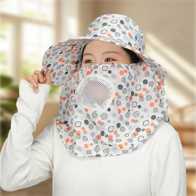 에어쿨 자외선차단 농사모자 얼굴가림 햇빛차단 모자 방충망 넓은챙 여성 여름모자