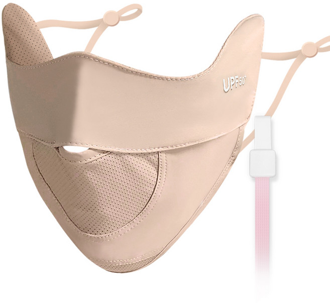 자외선 UV 차단 스포츠 마스크 남녀공용 냉감 쿨 에어 메쉬 숨쉬기 편한 얼굴 햇빛가리개 관자놀이 안면 볼 커버, UV 실드 마스크 피치