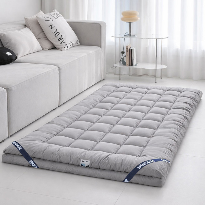 누잠 더블업 토퍼 매트리스 | 특허 받은 스프링 화이버 | 듀얼 구조로 바닥에서도 푹신 | 스트랩증정, 그레이(회색)