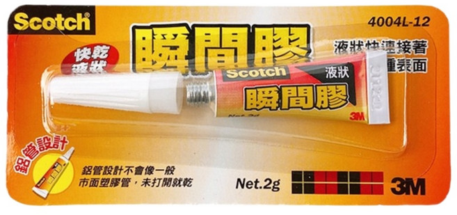 3M Scotch 快乾液狀瞬間膠 4004L-12, 1個