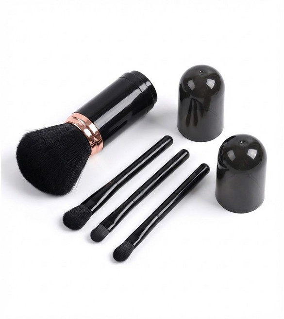 데일리프렌즈 원형통 멀티 메이크업 올인원 브러쉬 4종 세트, 1개, 블랙