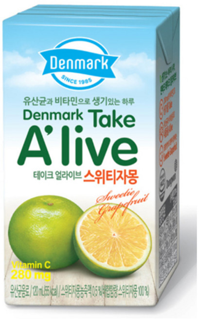 덴마크 테이크 얼라이브 스위티자몽 음료, 120ml, 6개