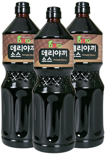 바로소스 데리야끼소스 2.05kg (3병) 치킨 닭강정 꼬지 데리야키 오꼬노미야끼 양념, 3개