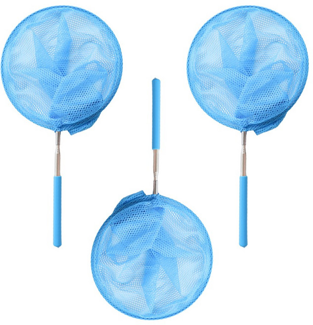 (당일발송) 이지유 길이조절 곤충 채집 잠자리채 블루 접이식 선물, 3개