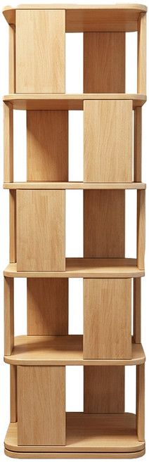實木五層旋轉收納書架, 原木色, 5層