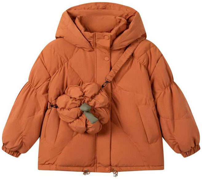 하와즈 [호박가방세트] 후드일체 오리털 패딩 호박 크로스가방