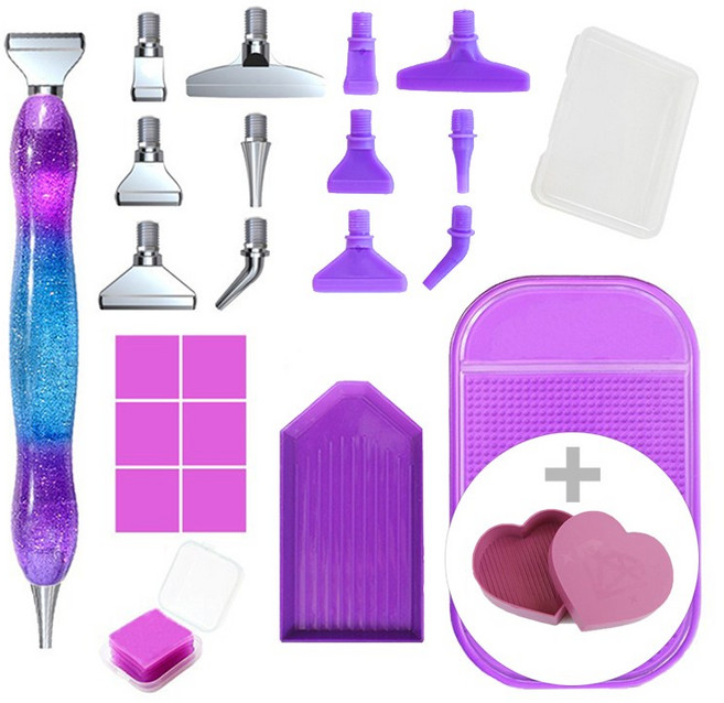 보석십자수 도구 포인트 펜세트+하트 트레이, 1개