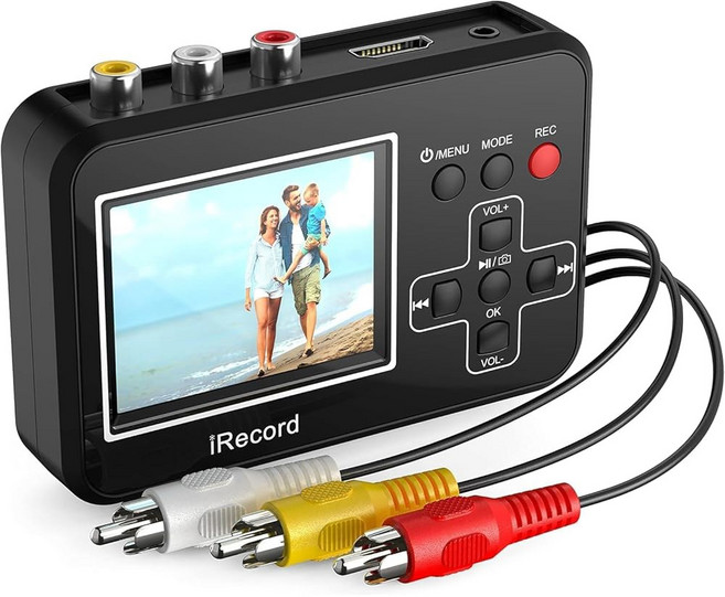 VHS에서 디지털 변환기 미니 비디오 캡처 장치 DVD VCR VHS 테이프 Hi8 RCA TV 박스 캠코더 및 게임 시스템으로 녹화, VHS Converter with Screen