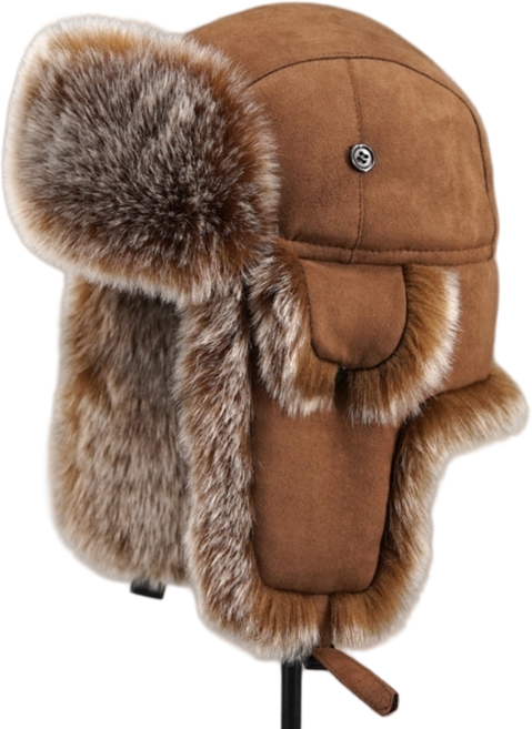 대형 빅사이즈 62cm 군밤 군고무마 장수 모자 에스키모 무스탕 귀도리 귀달이 방한 털 겨울 러시아 혹한기