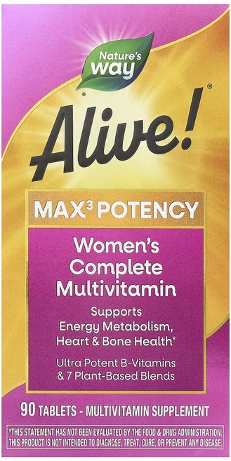 Nature's Way Alive! 맥스3 포텐시 여성용 컴플리트 종합비타민 90정, Nature's Way Alive! 맥스3 ..., 1개 - 쿠팡