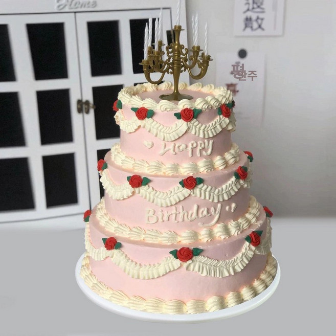 생크림 클레이 촬영 소품 케이크 2단 백일상, 1개, 화이트 색 피규어 27