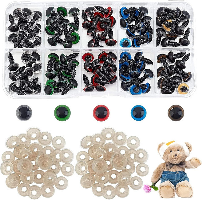 레진 안전 눈알 세트 혼합색상 1.4x0.8cm 100세트