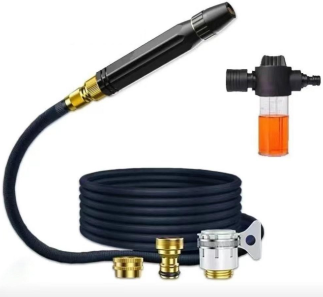 물총 고압분사기 호스결합 자동차 세정 세트 10M 20M 30M, 블랙
