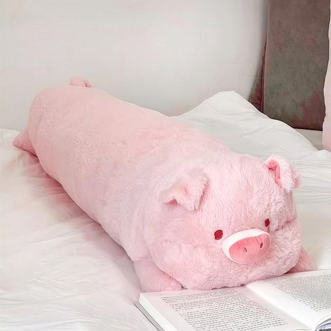 폭신폭신 돼지 롱쿠션 애착인형 바디필로우 침대 파트너, 핑크