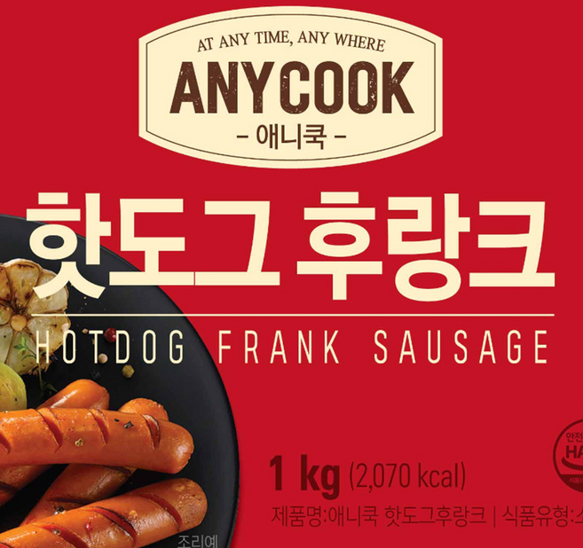 사조대림 애니쿡 핫도그 후랑크 소시지(냉장) 1kg, 1개