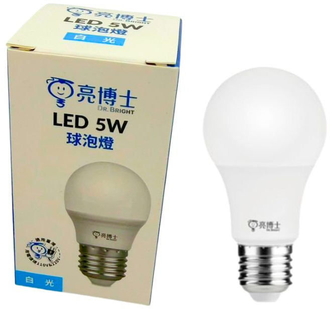 亮博士 LED 5W 球泡燈 黃光, 白光, 1個