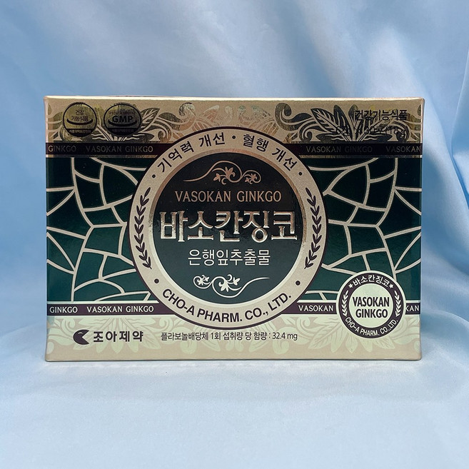 조아제약 바소칸징코 은행잎추출물 기억력개선 혈행개선, 180정, 1개