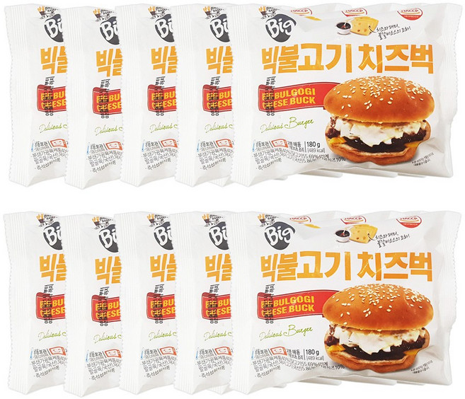 대신 빅불고기 치즈벅 180g 10봉 편의점햄버거 불벅 학교매점빵 냉동버거, 900g, 2세트