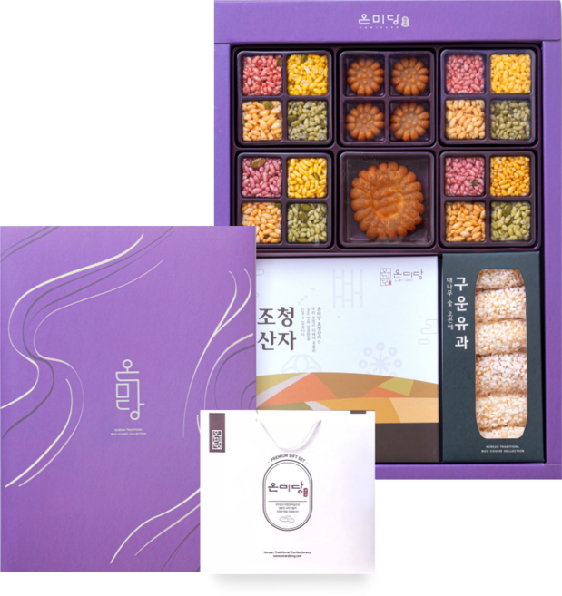 온미당 기름0% 구운유과 명절 한과 선물세트 (쇼핑백 포장), 1세트, 290g
