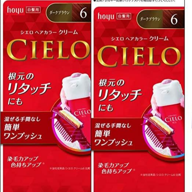 호유 씨에로 헤어 컬러 크림 염색약 2개 셋트, 6 다크브라운 2개 셋트