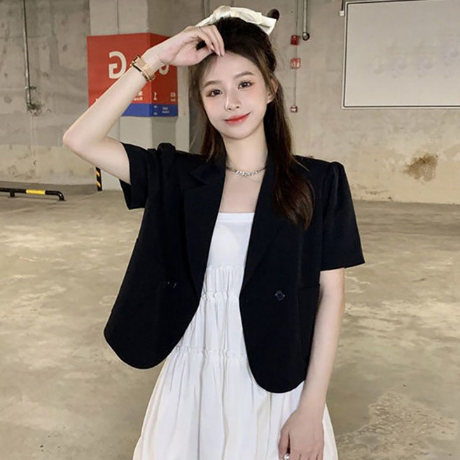 ROYALBELLE 여성 패션 반팔 테일러드 자켓 얇은 스타일 캐주얼 정장 아우터 D0052312