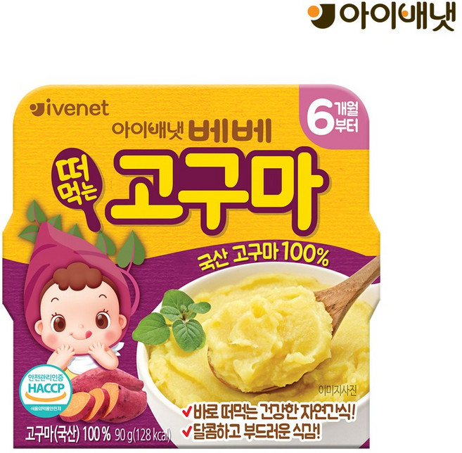 [아이배냇] 떠먹는 푸른 사과 군고구마 군바나나 4종 90g x 6개 과일퓨레