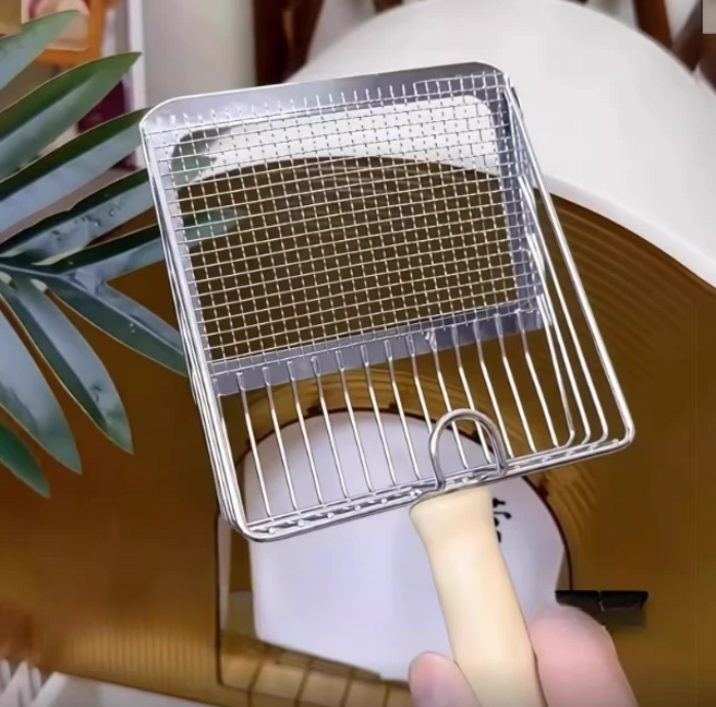 [해외구매대행] 고양이 미세촘촘 모래삽 스테인리스 대형 대용량, 1개, 2개