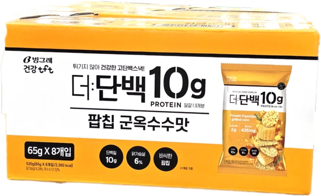 더단백 팝칩 군옥수수맛, 65g, 8개 - 쿠팡